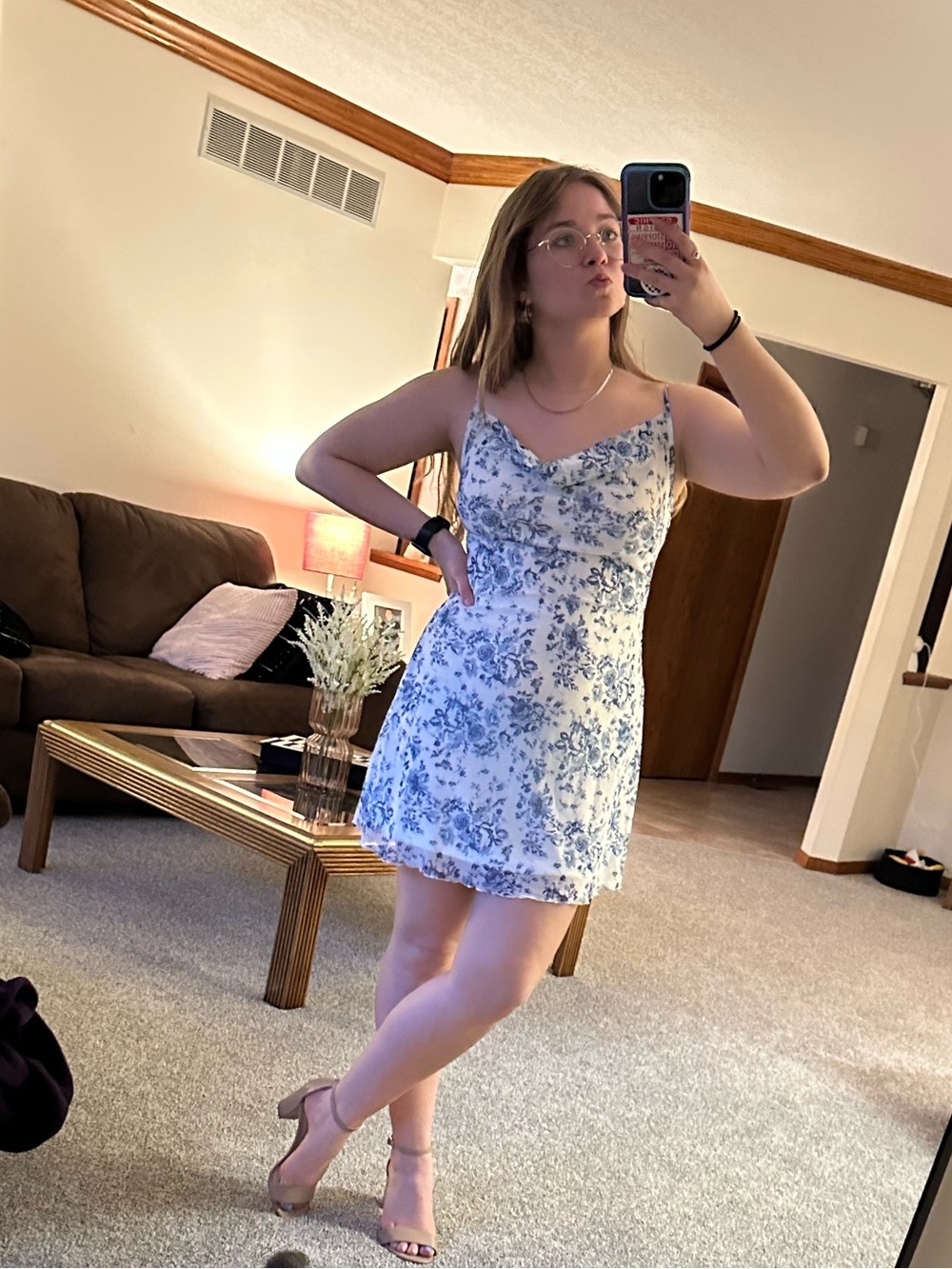 Blue and White Floral Dress